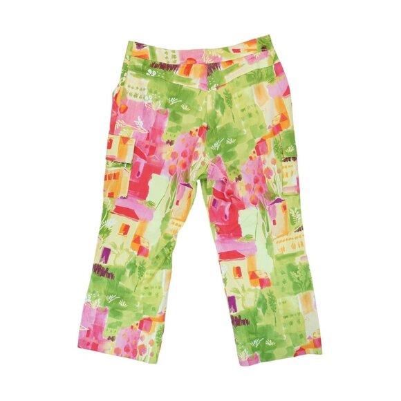 CATHERINE STEWART ~ Cropped Capri Pants ~ Sz 12‎ ~ Colorful Flowers Made in USA - Picture 5 of 5